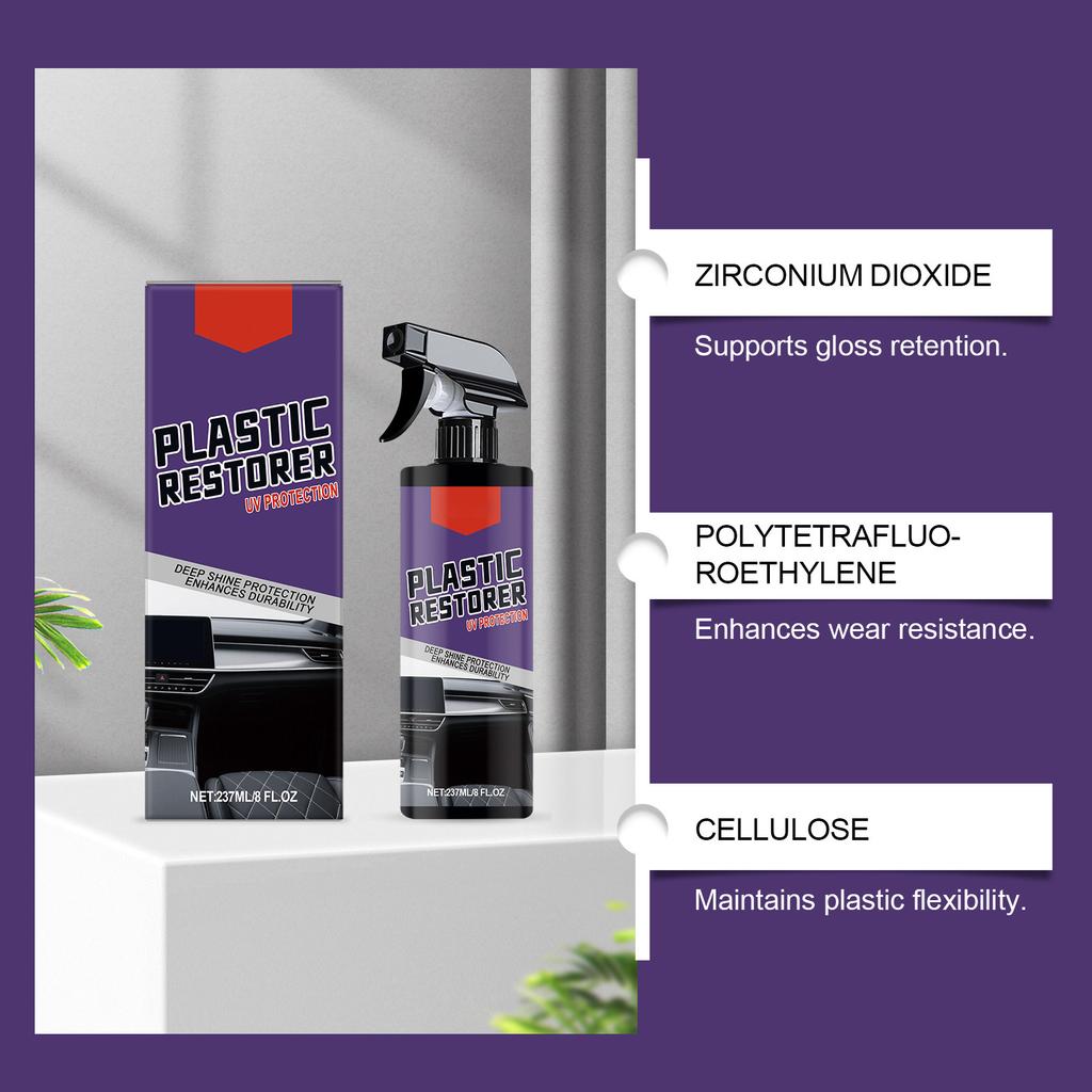 Car Plastic Care Spray, Interior Gloss And Scratch, Center Console Care Spray 237ml