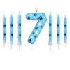 0-9 Blue and White Dog Birthday Candle Cake Top Digital Birthday Candle, Used for Boy and Girl Dog Claw Decoration Candles