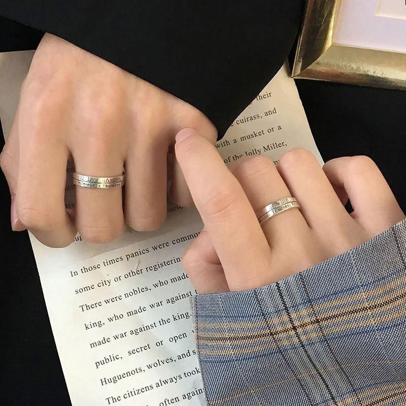 Adjustable Sterling Vintage Roman Numeral Ring Men Women Geometric Minimalist Statement Jewelry