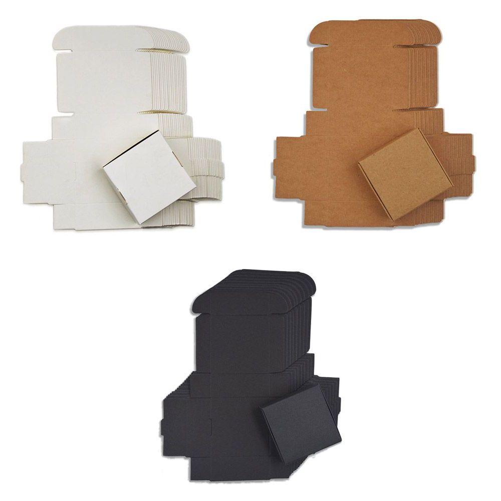 30 PCS Gift Bottom Small Square Handmade Box Kraft Paper Pack Wrapping