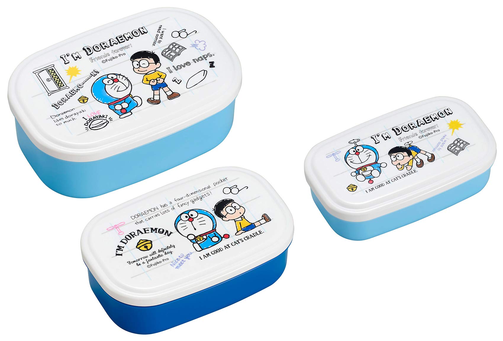 

OSK Doraemon Bento Lunch Set of 3 Sealable Containers Made in Box, [180ml/300ml/480ml/Compact Storage/Nesting Design], Japan, SP-31 синий