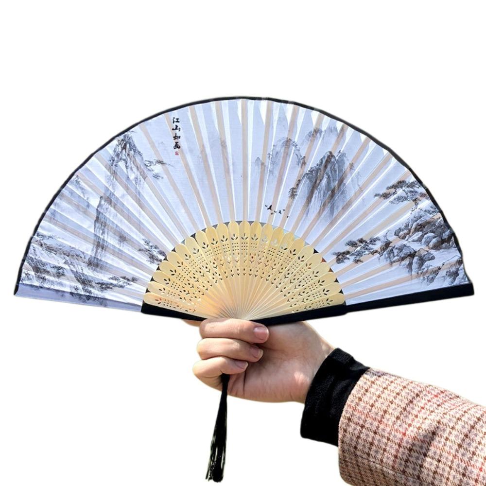 Silk Cloth Folding Flower Hand Fan Bamboo Frame Retro Handheld Fan Creative Dance Fan Gift Giving