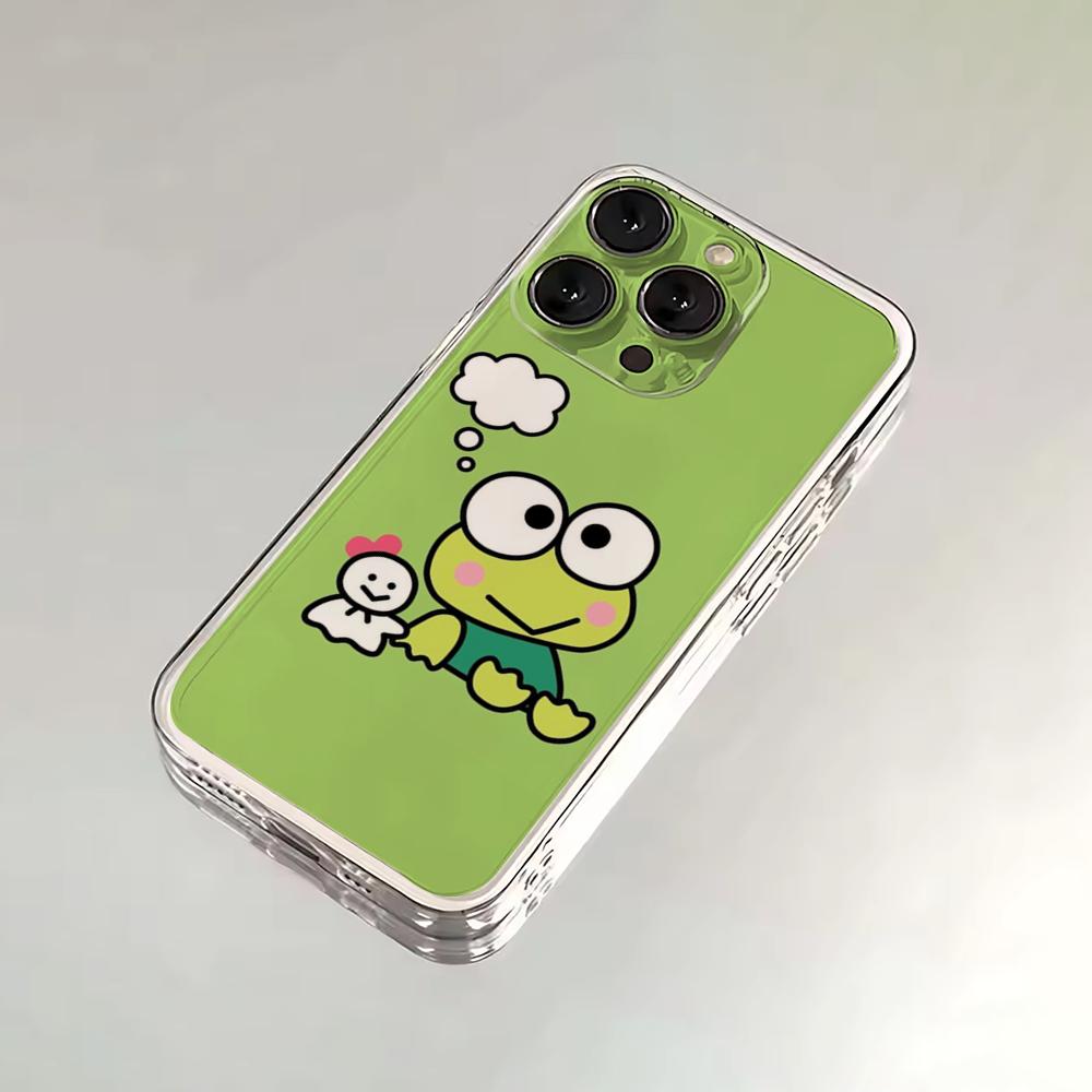 K-Kero K-Keroppi Phone Case For iPhone 16,15,14,13,12,11 Plus,Pro,Max,XR,XS,X,7,8 SE,Mini Transparent Silicone Soft iPhone12mini