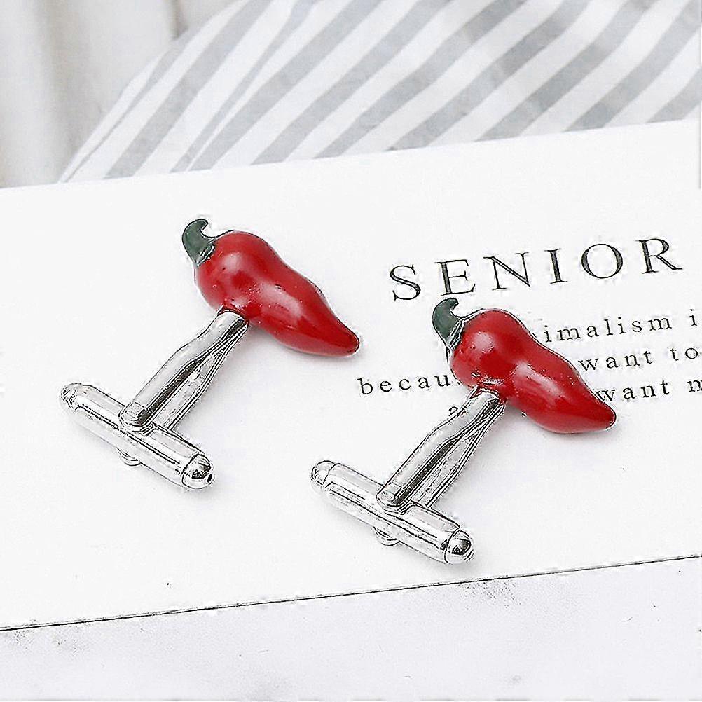 Creative Red Pepper Cufflinks for Men and Women - 4pcs Set for Parties