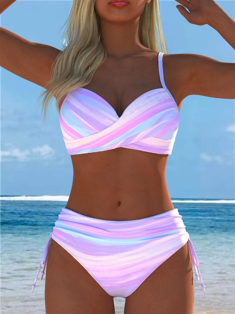 1011 European and American Print Split Two-piece Swimsuit Bikini Flower Series Sexy Beach