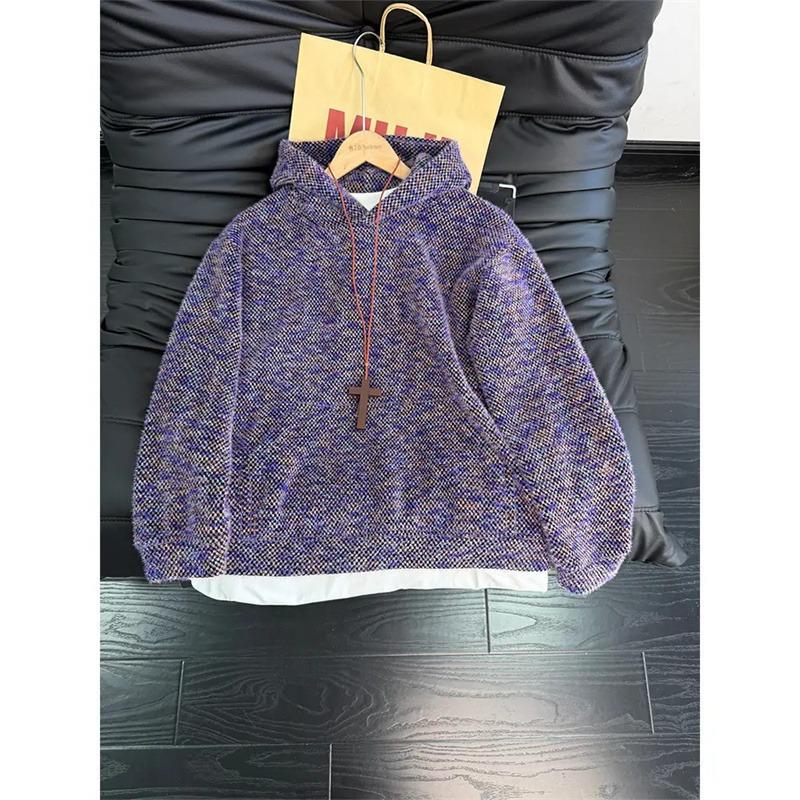 

Monet Purple Vintage Knit Hoodie - Men s Autumn/Winter Heavyweight Fragrance Style Outerwear XL
