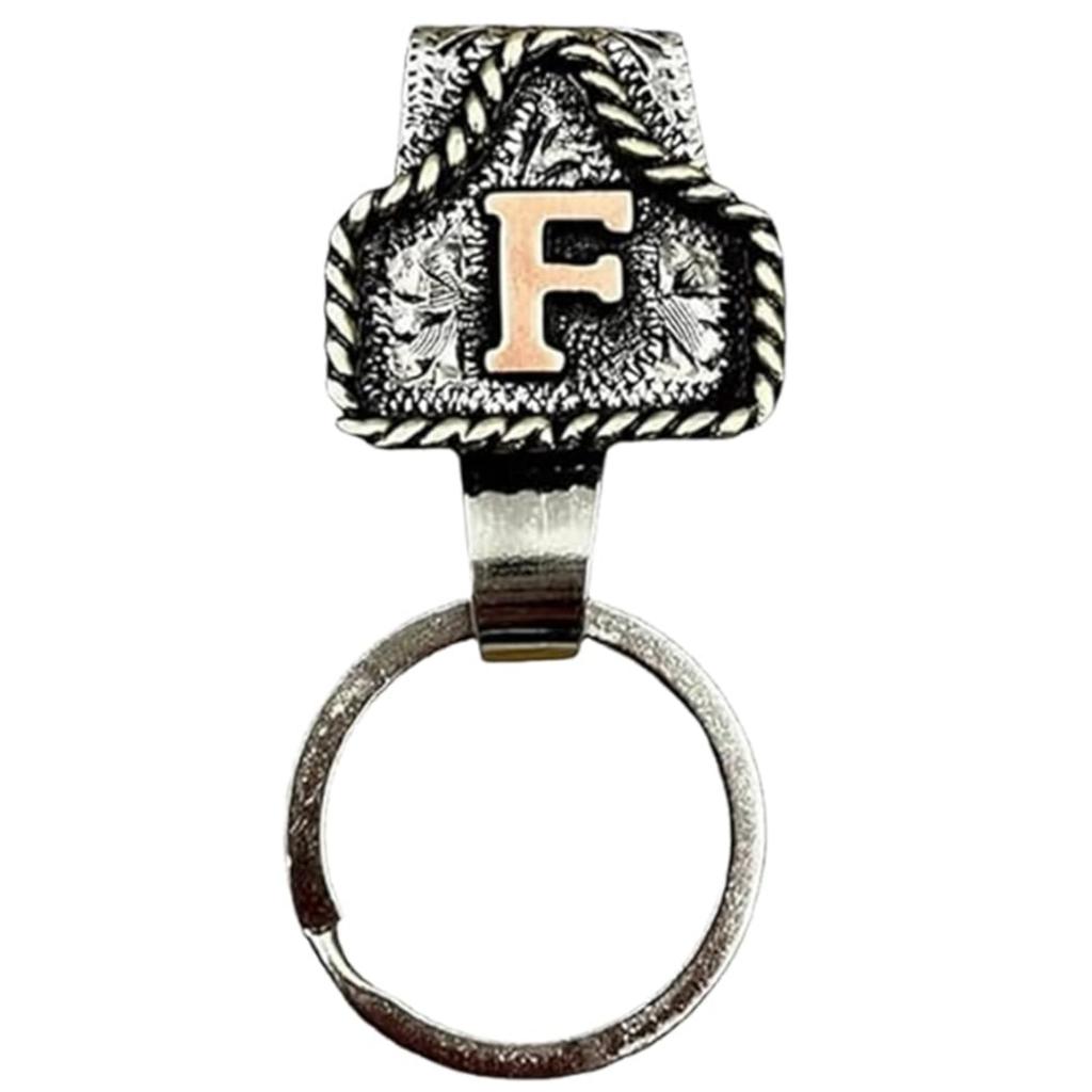 Western Cowboy Letter Keychain, Vintage Handmade Letter  Initial Keychain Clip, Personality Metal Key Chain For Belt