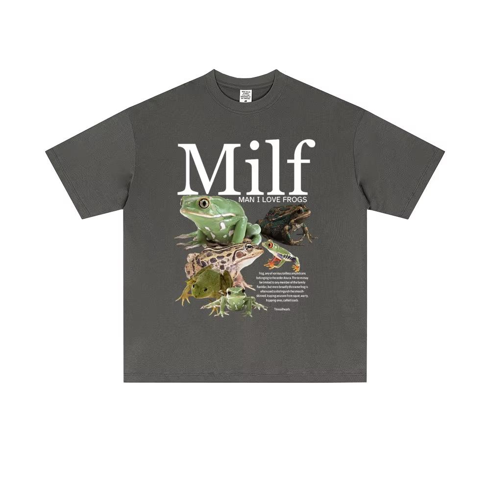 

Summer MILF Man I Love Frogs Funny Frog Amphibian Lovers Meme T Shirt Men Women 100% Pure Cotton Printed T-shirt 3XL