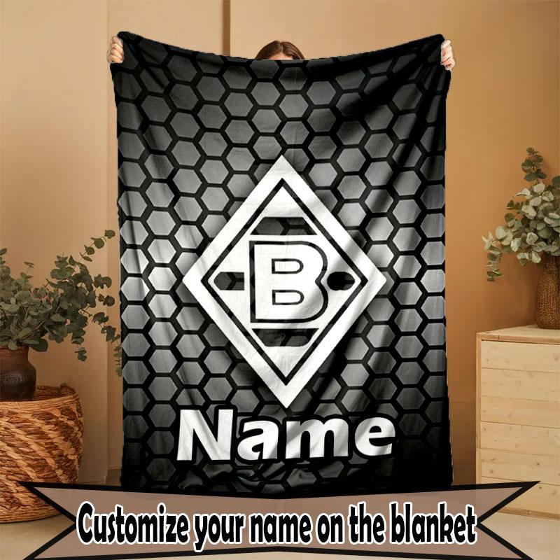 Custom Name Personalized Borussia Monchengladbach Print Blanket, Home Decor, Bedroom, Sofa, Camping, Couch, Gifts for Birthday Christmas