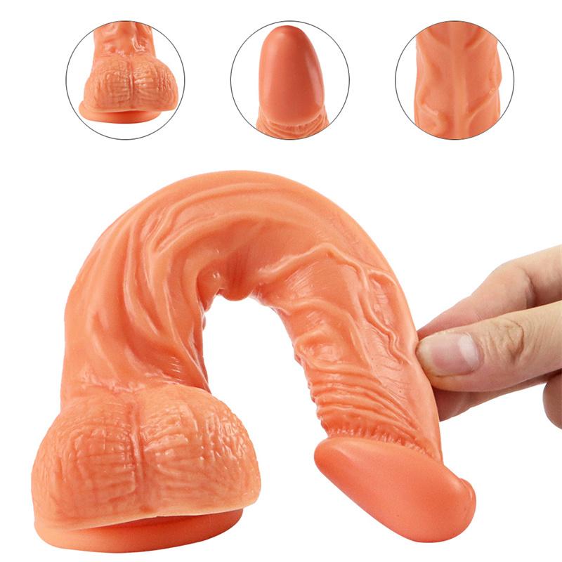 Soft Elbow Double Layer Liquid Silicone Penis Large Simulation Female Masturbation Device Manual Adult Sex Products