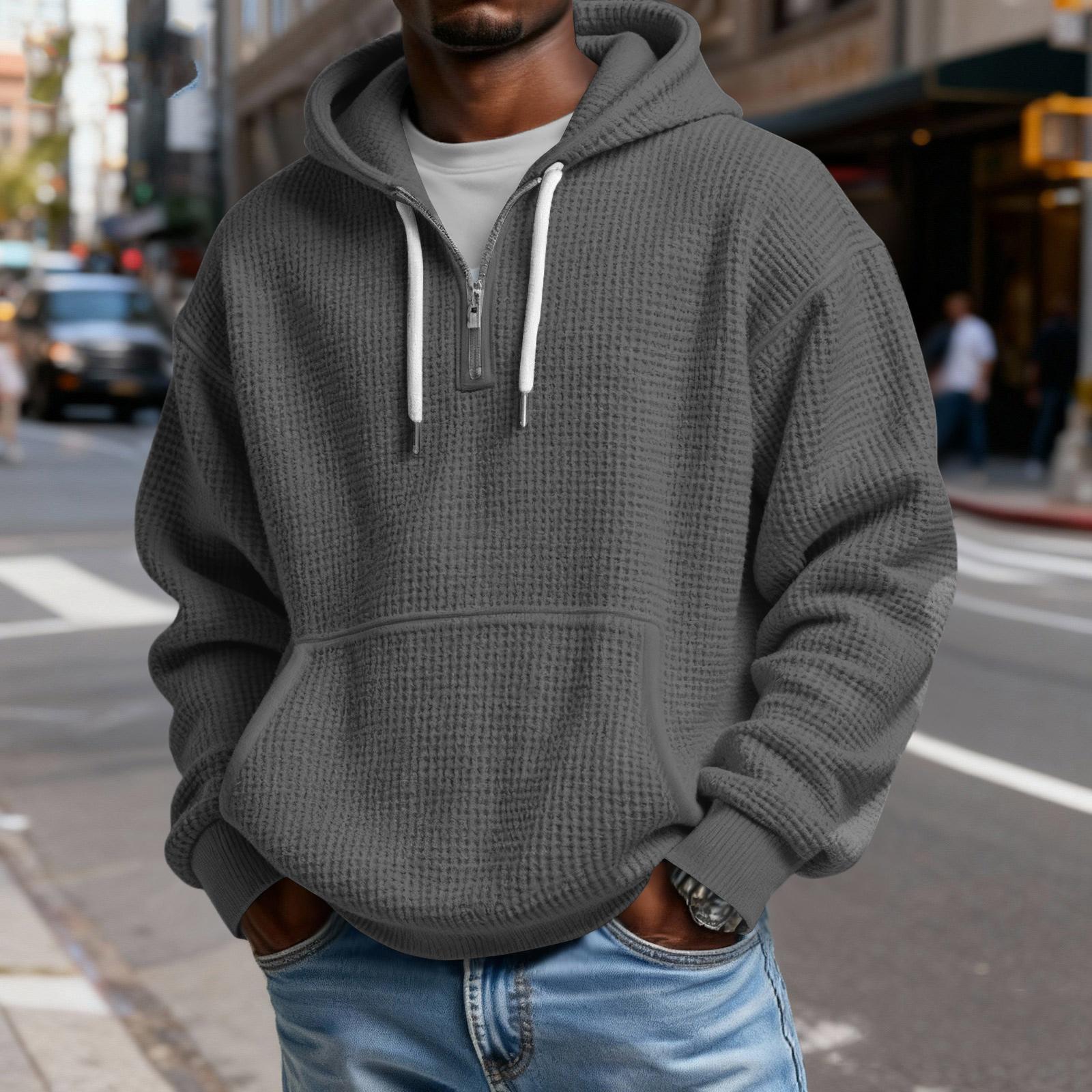 

Men s Casual Solid Color Zipper Long Sleeve Hooded Sweatshirt, Everyday Zipper Casual Long Sleeve T-Shirt L
