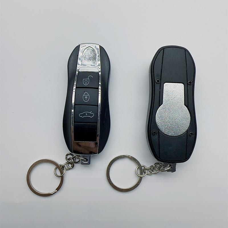 Innovative Electric Shock Prank Toy Keychain Man Simulated Car Key Model Halloween Gift Remote Control Led Laser Pendant