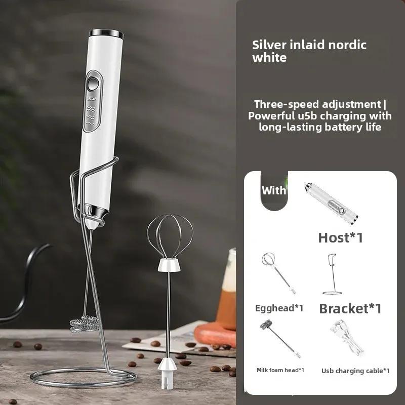 Portable Electric Milk Frother USB Egg Beater Hand Coffee Whisk Rechargeable Foam Mixer Home Kitchen Milk Frother Foaming