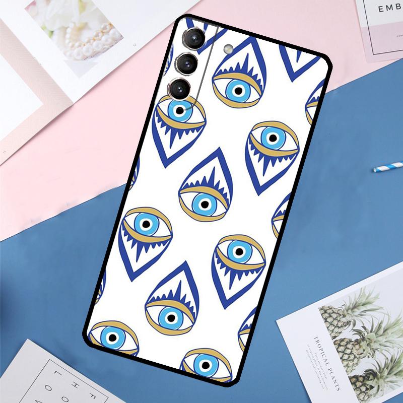 Lucky Eye Blue Evil Eye Print Case For Samsung Galaxy S25 Ultra S24 S23 S22 S21 Ultra S9 S10 Plus S23 FE S25 FE Back Cover