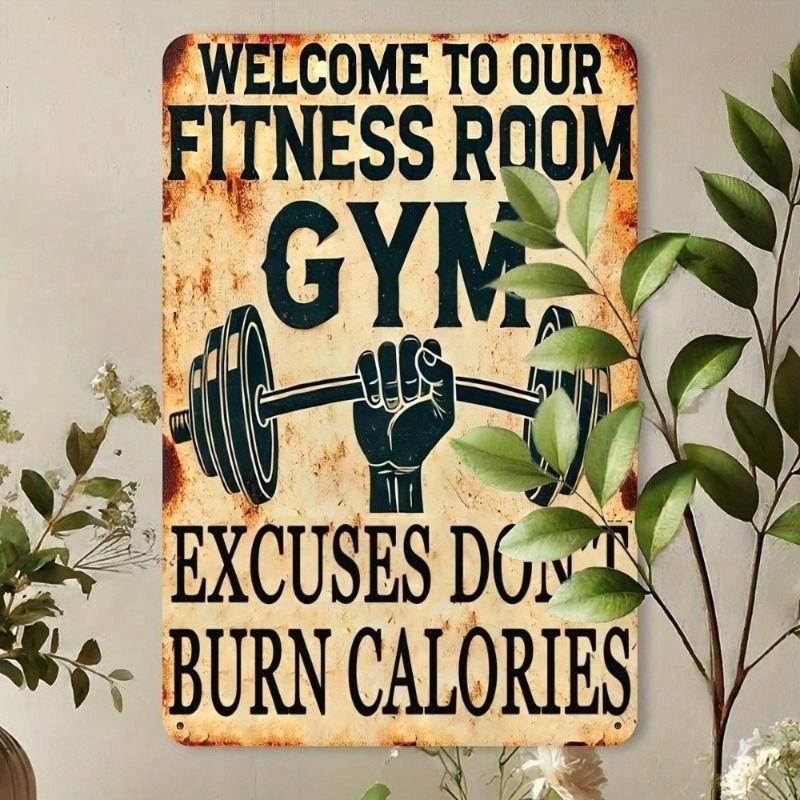 Vintage Gym Motivational Metal Wall Decor Sign