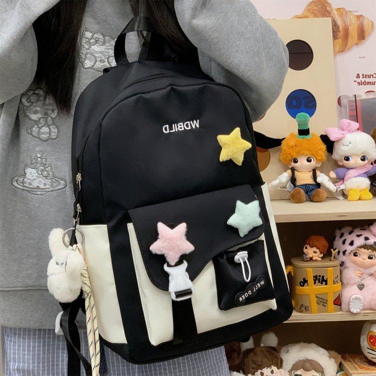 Schoolbag cute contrasting color student travel small schoolbag female dopamine high value children versatile lightweight backpack