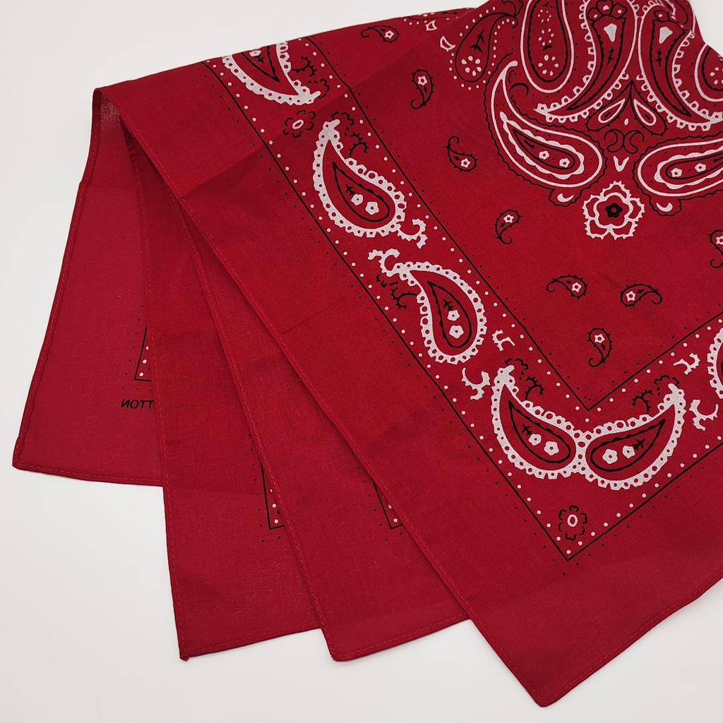 Trifong Bandana Red 100% Cotton Adult Men Paisley Pattern Cotton Handkerchief Large Bandana Unisex 55cm x 55cm