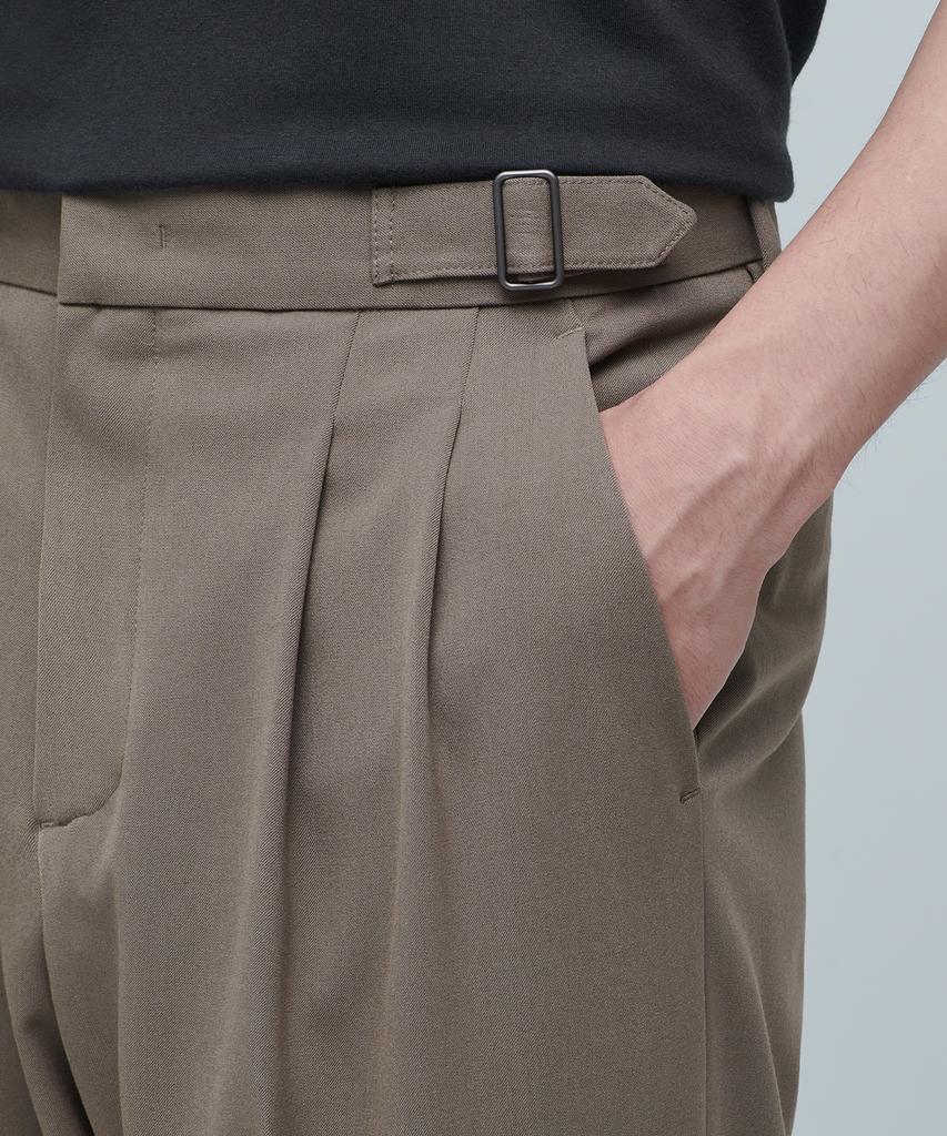 Musinsa Standard Side Adjust Two-Tuck Wide Slacks [Dusty Beige]