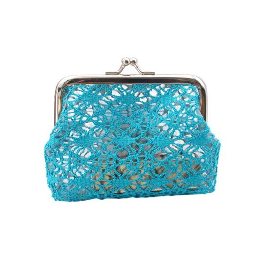Women Lace Coin Purse, Mesh Small Change Purse, Kiss Lock Closure Pouch for Coins Cash Cards Lipstick