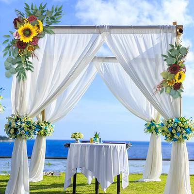 A Set of 2 Outdoor Artificial Rose Sunflower Green Corner Flowers, Used for Outdoor Garden Festival Ceremony Decoration, Table Setting,