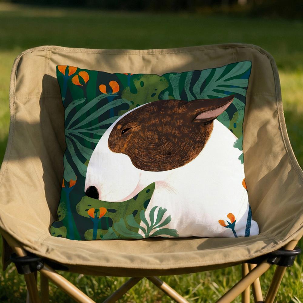 Cartoon Bull Terrier Series Cushion Cover Soft Reversible  Durable Pillow Cover  MultiScene Use for Home  Car Daily Comfort
