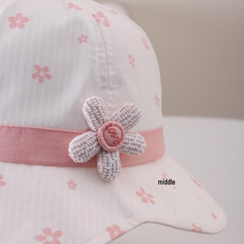 Sombrero de Cubo Floral Coreano para Bebé Niña Primavera/Verano 2026 – Lindo, Fresco, Protector Solar