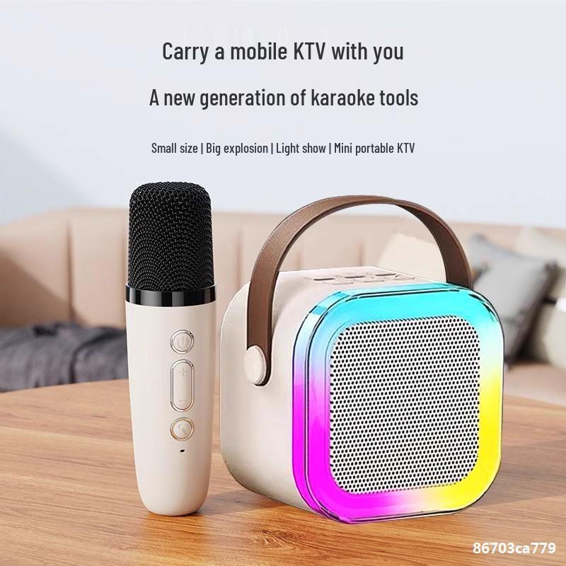 K12 Portable Bluetooth Microphone & All-in-One KTV Speaker: High-Quality Mini Speaker for Home, Outdoor, and Family Use