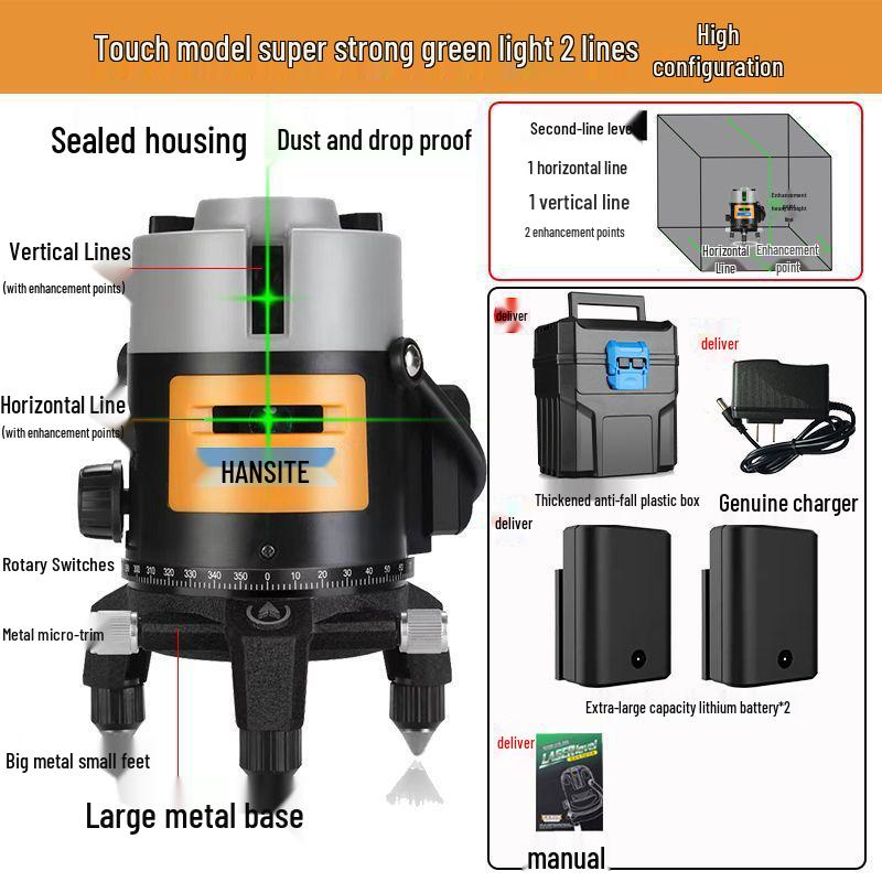 High-Precision Infrared Laser Level: 2 & 5-Line, Automatic, Indoor/Outdoor, Green & Blue Light