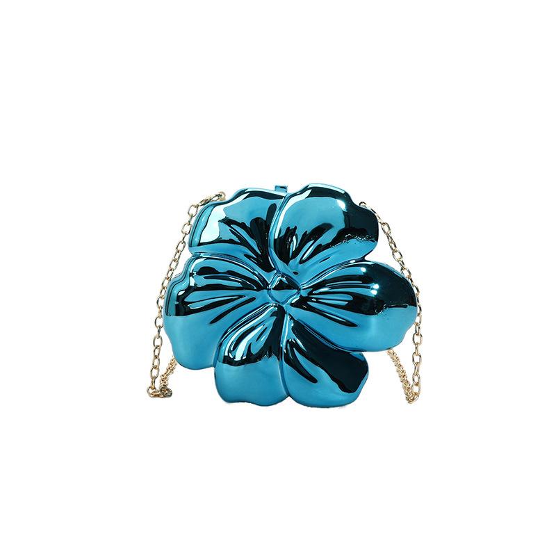 Fashion Metal Flower Shaped Crossbody Bag for Women Gold Box Shoulder Bags Shinny Evening Party Clutch Bag Small Phone Purses