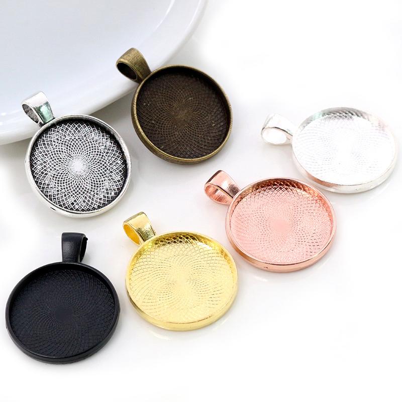 10pcs 20mm Inner Size Classic 5 Colors Plated One Sided Double Hanging Simple Style Cabochon Base Setting Charms Pendant
