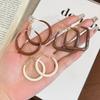 Vintage Yadan style autumn and winter Maillard drop glaze square earrings women's fashion earrings circle earrings show face small stud earrings