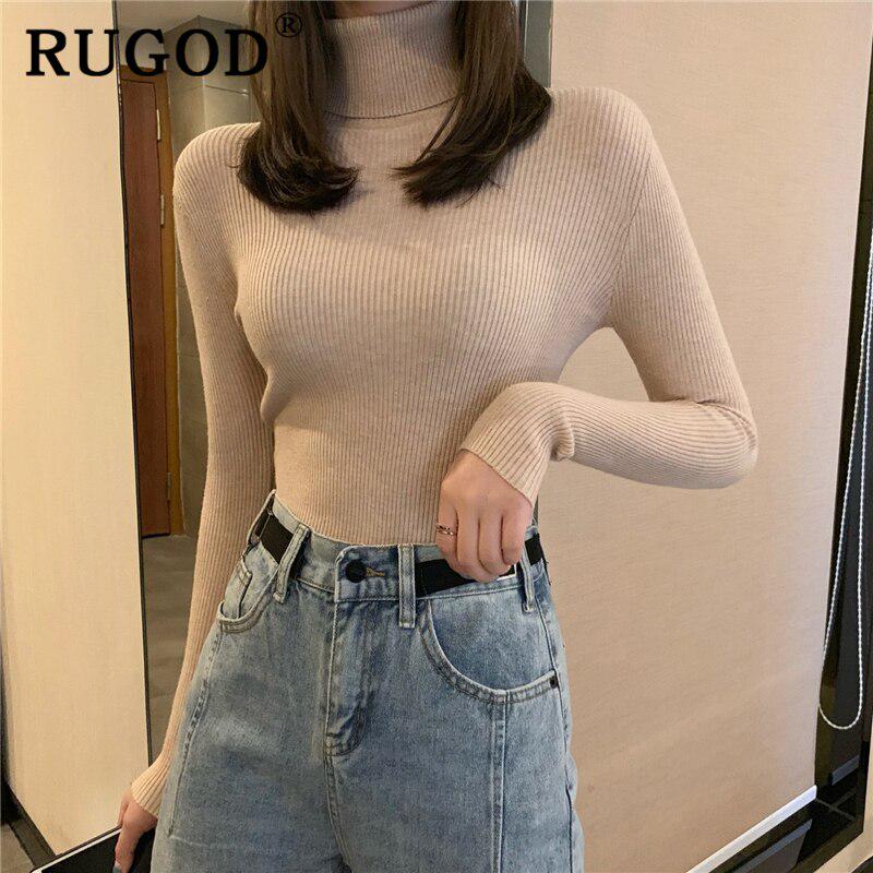 Casual Solid Basic Knitted Blouse Women Elegant Turtleneck Long Sleeve Tunic Auturm Bottoming Pullover Tops  new