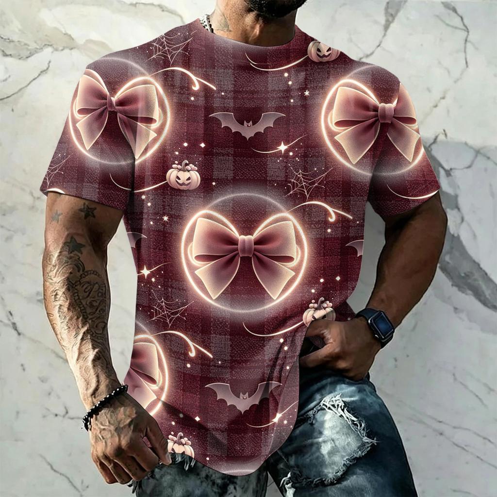 Men's Halloween Vintage Short Sleeve T Shirt Loose Breathable Summer Sports Streetwear Casual Everyday Top Lightweight Comfortable Fit