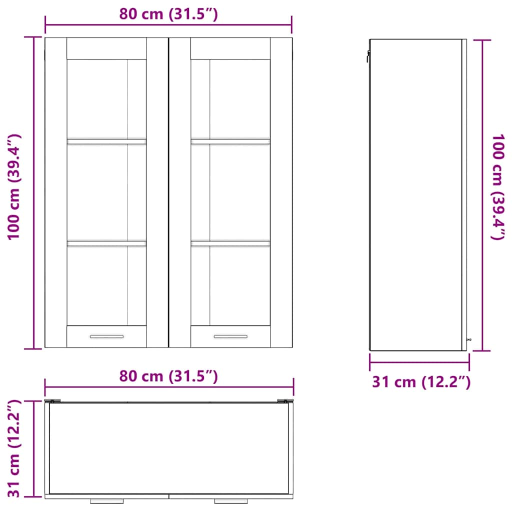 Hanging Cabinet Sonoma Oak Finish 80 x 31 x 100 cm Particleboard