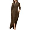 Elegant European & American Women's Long Sleeve Cotton Linen Cardigan Dress