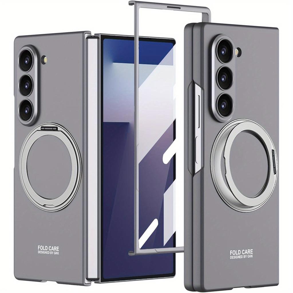 Suitable for Samsung Galaxy Z Fold 7 6 8Ultra Case with Rotating Ring Holder, Magnetic Case Built in Screen Protector Slim Hard PC Cover