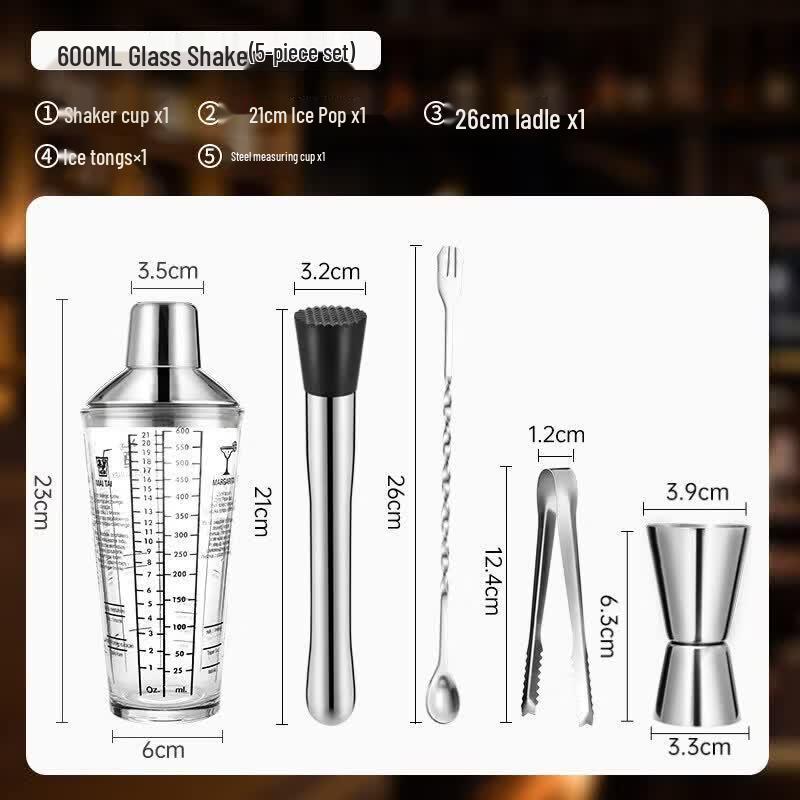 ZISIZ Glass Cocktail Shaker Set
