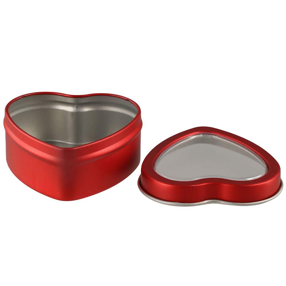 Creative Tinplate Heart Shape Tins Silver/Red/Pink Small Heart-shaped Containers Mini with Lid Heart Metal Box DIY