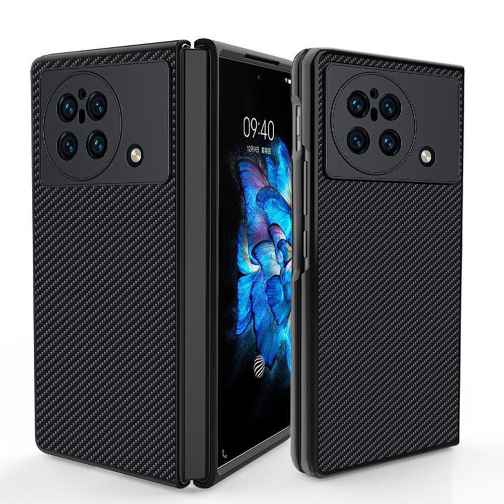 Applicable to vivoxfold mobile phone case Carbon fiber Kevlar pattern ultra-thin anti-drop leather case XFold case