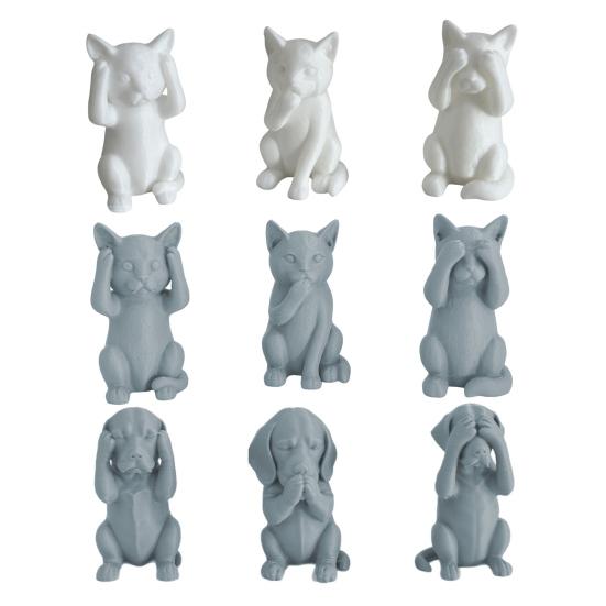 3D-gedruckte Katzenfigur Kätzchen Hören Sprechen Sehen Kein Böses Statue Miniatur Katzenornament Geschenk für Katzenliebhaber zur Schreibtisch-, Regal-, Schrankdekoration