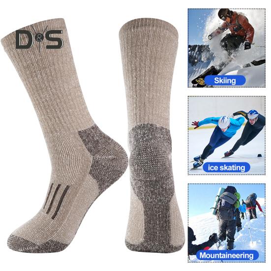 1 Pair Unisex Winter Socks High-tube Wool Socks for Hiking Sports Machine Washable Keep Warm Anti-slip Daily Stockings