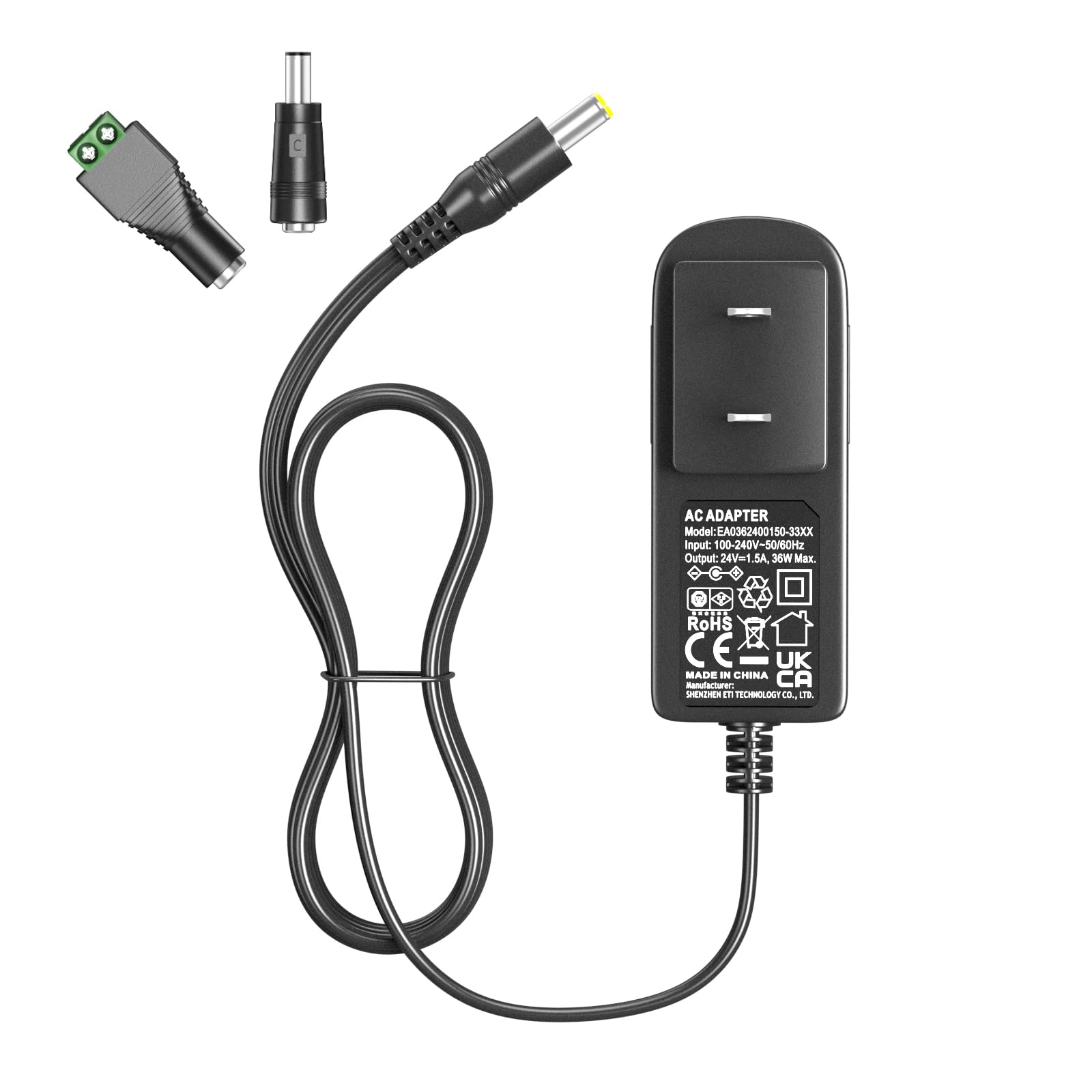 

24V 1.5A Adapter 36W DC24 Volt 24v Power Supply 1.5a 1a 0.5a Adapter 24v LED Strip CCTV Camera Router LCD Monitor etc. 5.5*2.1mm/2.5mm AC Adapter