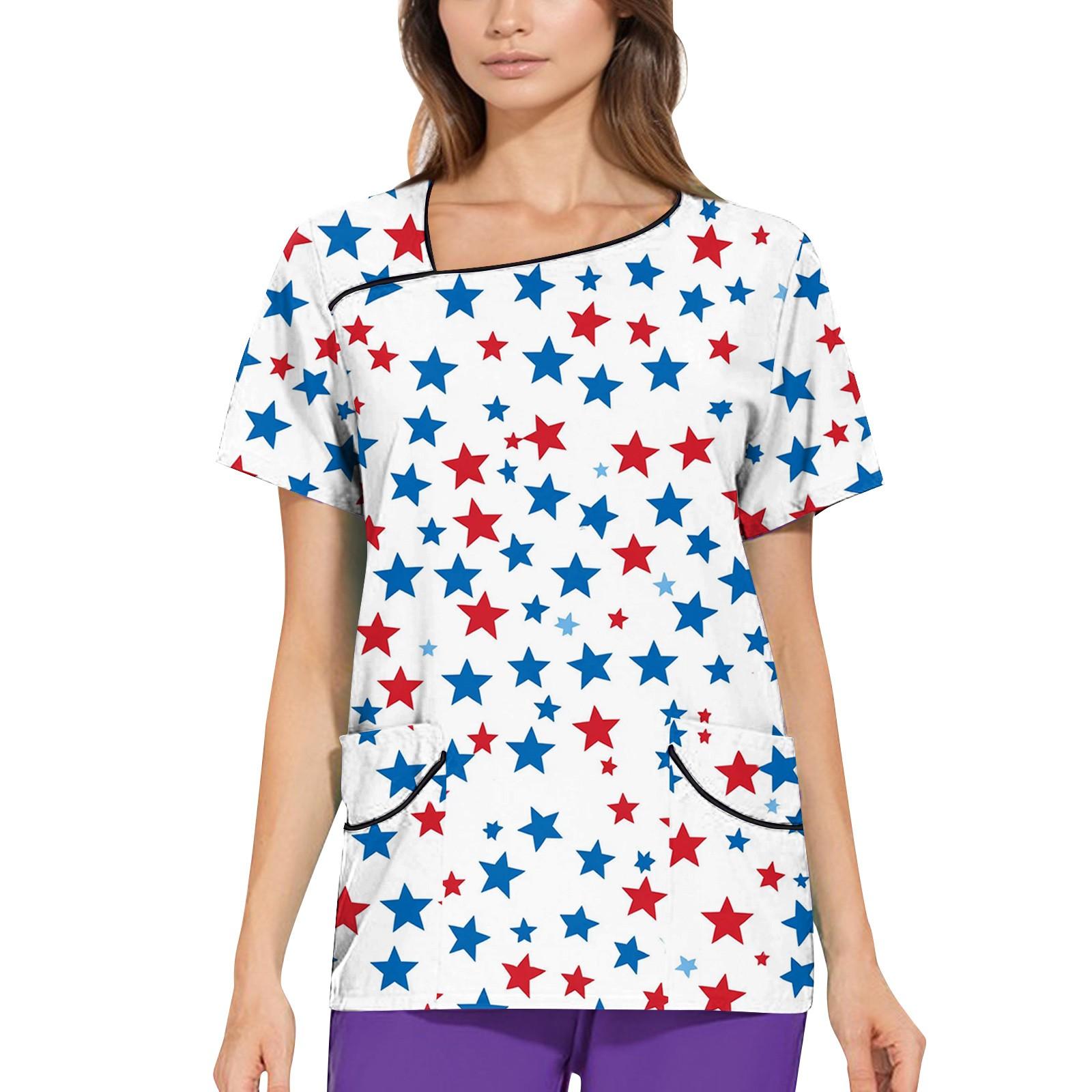 

Женская рабочая одежда с принтом, покатый воротник и двухслойные карманы, базовый верхний пуловер XXXL белый