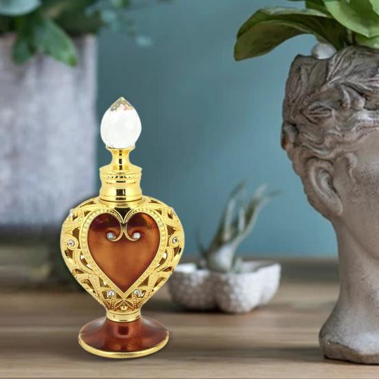 12ml Antiqued Love Heart Shape Essential Oil Bottle Glass Travel Storage Empty Perfume Bottle for Outdoor