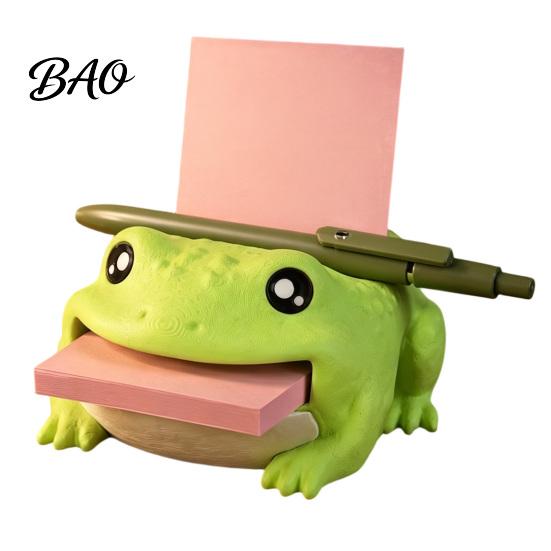 Planning Accessories Frog Note Holder, Creative Desk Organizer with Pen Stand And Memo Teacher Gift Dispenser, Cute Animal Stationery Storage Case for