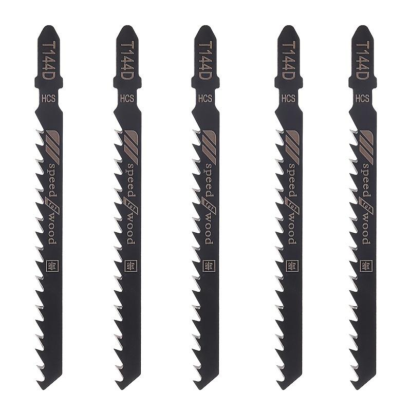 5 Pieces 100mm Jump Saw Blade T144D/T244D HCS Reciprocating Blade Curve Saw Blade Set for High Speed Wood Cutting Green Packagin