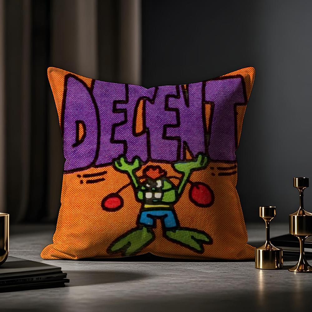Cute StampIllustration Cushion Cover Anti-dustmite Pillowcase Invisible Zipper Silky Short Plush Sofa Cushion Cover