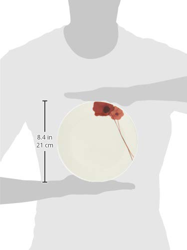 NARUMI Spring Field Plate, 20cm Diameter, Red, Anemone Design, Cute, Microwave-Safe, Dishwasher-Safe, Made in Japan, 52214-5919