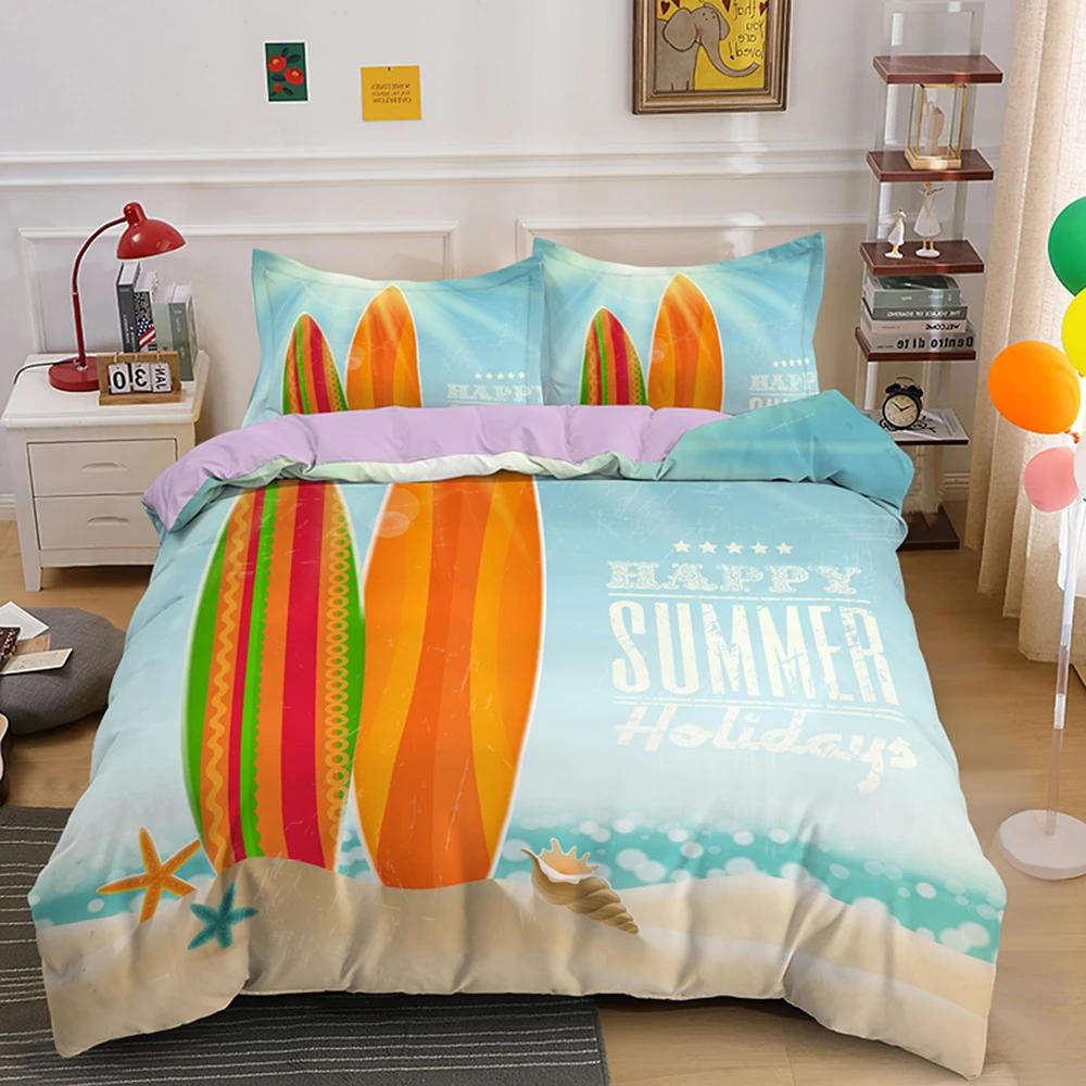 Luxury Sunset Surfing For Teens Boys Girls Adults Kid Gift Duvet Cover Summer Beach Theme For Bedroom Decoration Queen King Size