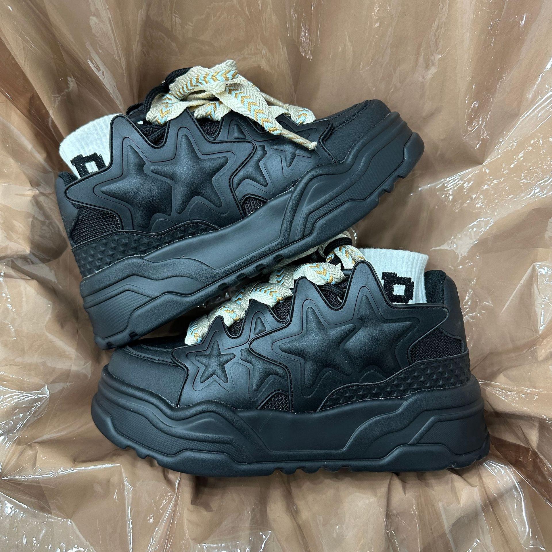 

2024 Баскетбольные кроссовки для мужчин, дышащие кроссовки на платформе для пар, женские повседневные кроссовки 44 чёрный